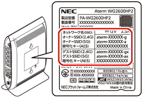 さまざまな子機からwi Fi接続する Aterm Wg2600hp2 ユーザーズマニュアル