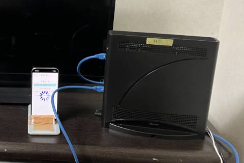 Wi-Fi 7対応ルータを1Fリビングのテレビ台の上に置いて通信速度を測定