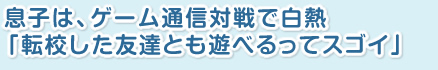 息子は、ゲーム通信対戦で白熱