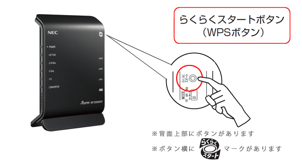 Wf10hp2の らくらくスタートボタン Wpsボタン Aterm Q A 目的別で探す Aterm エーターム サポートデスク